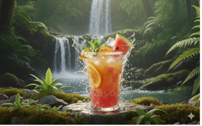 Ly nước ép dưa hấu cam mát lạnh